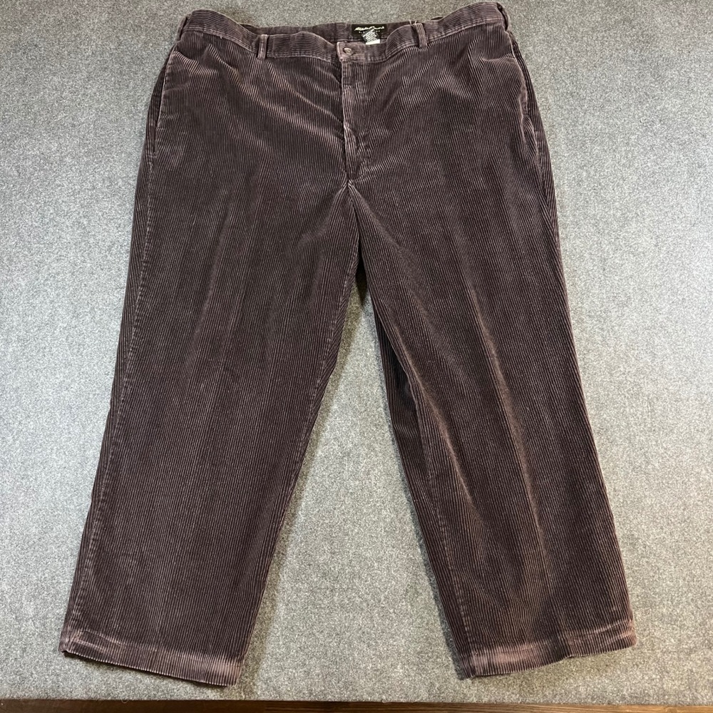 Eddie Bauer Men Corduroy Pants 46 Espresso Brown Wide Wale Straight Leg Trousers